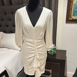 BCBGMaxAzria Cream Ruched Bodycon Dress